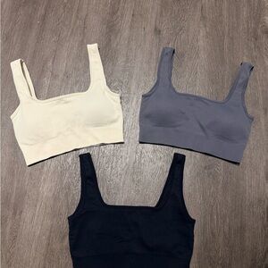 Set of Three Ribbed OQQ Sports Bras - Size Medium